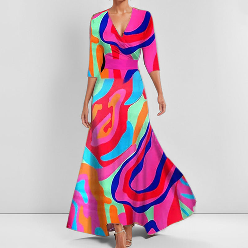 Becimi Women's V-Neck Floral Printed Dress