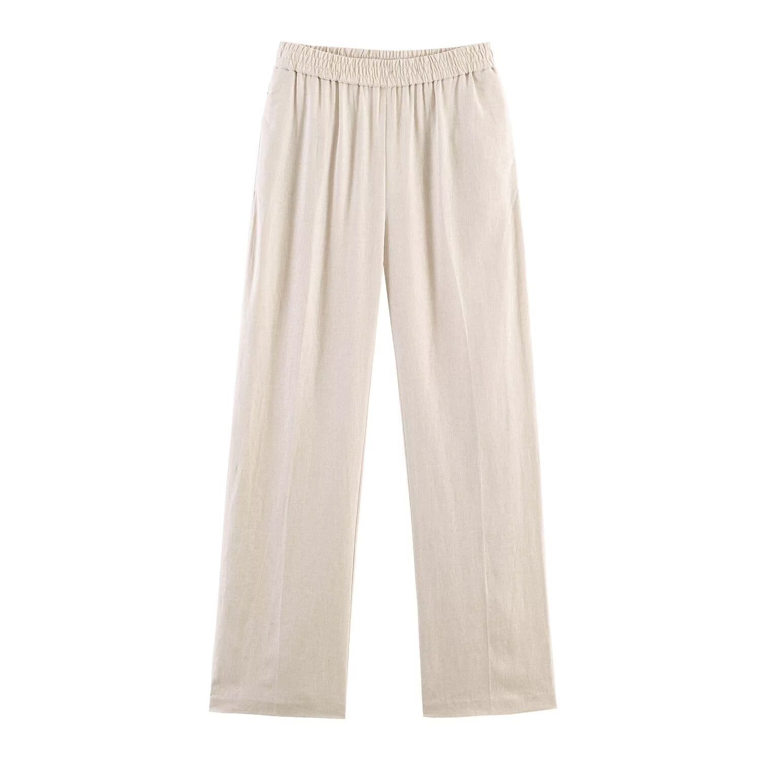 Women's Straight-Leg Linen Blend Trousers