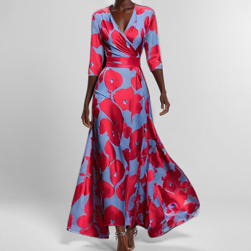 Becimi Women's V-Neck Floral Printed Dress