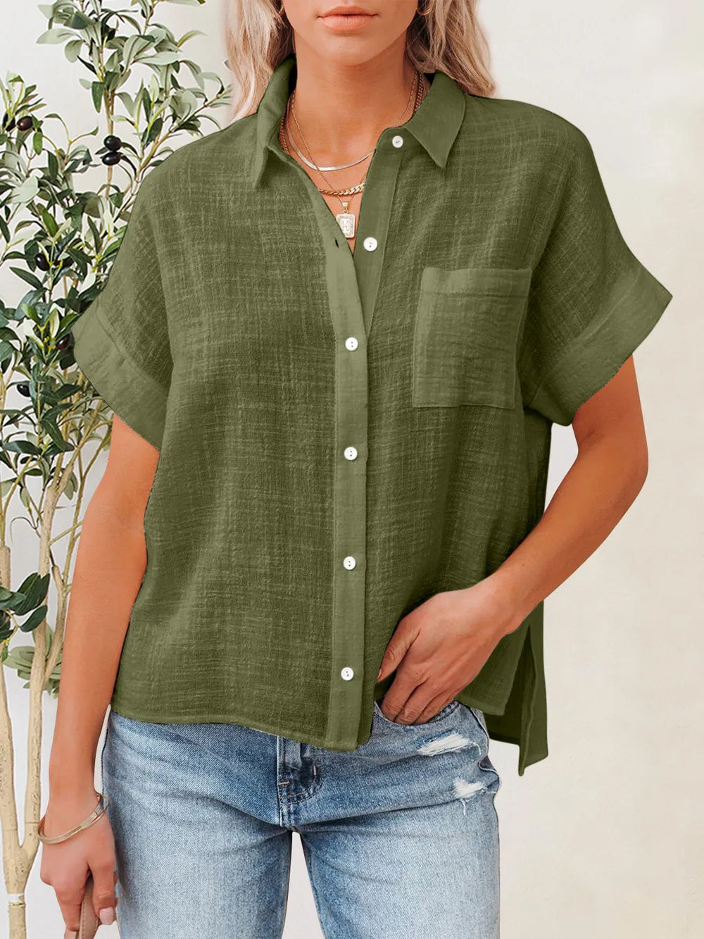 Women's Button-Up Short-Sleeve Shirt