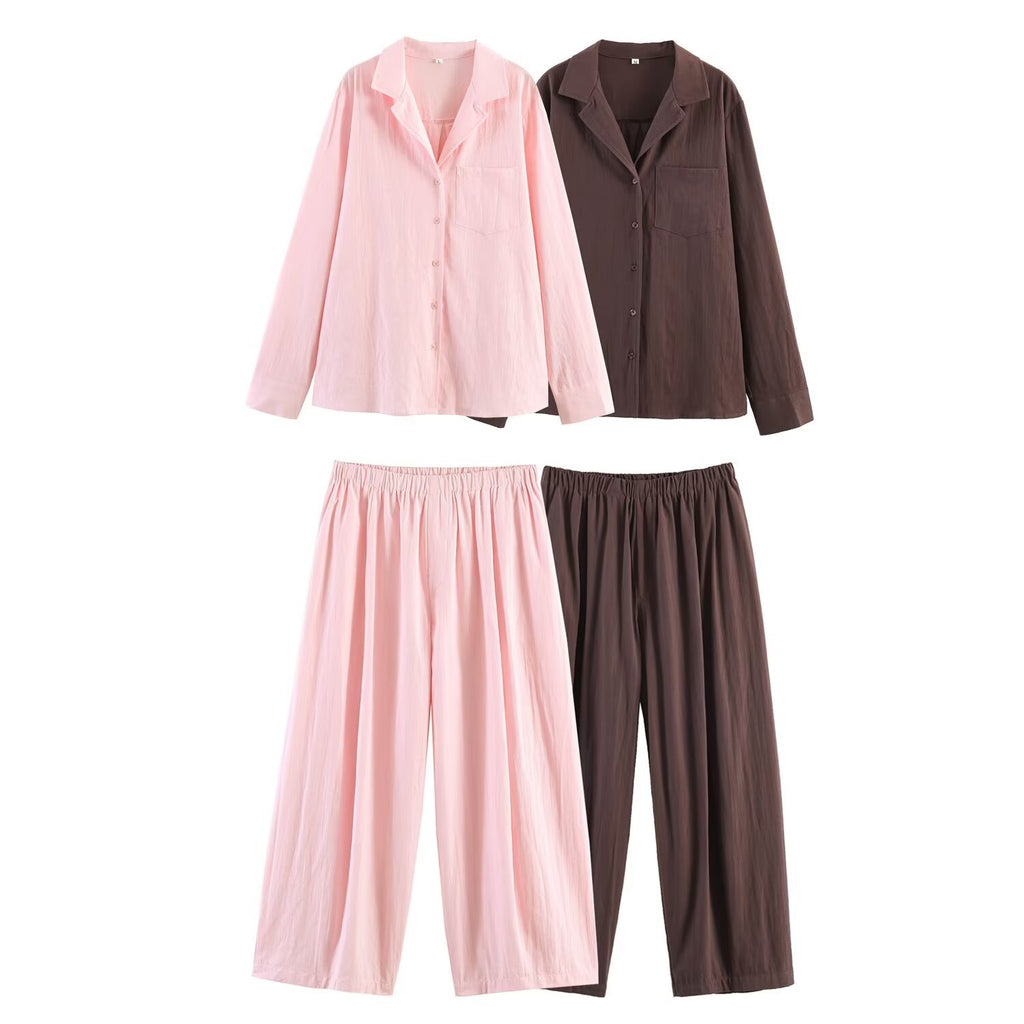Women's Linen Shirt & Tapered Pants Set