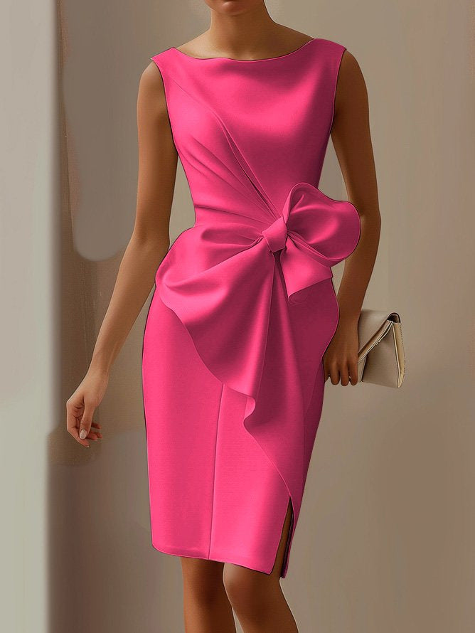 Women's One-Shoulder Bow A-Line Dress