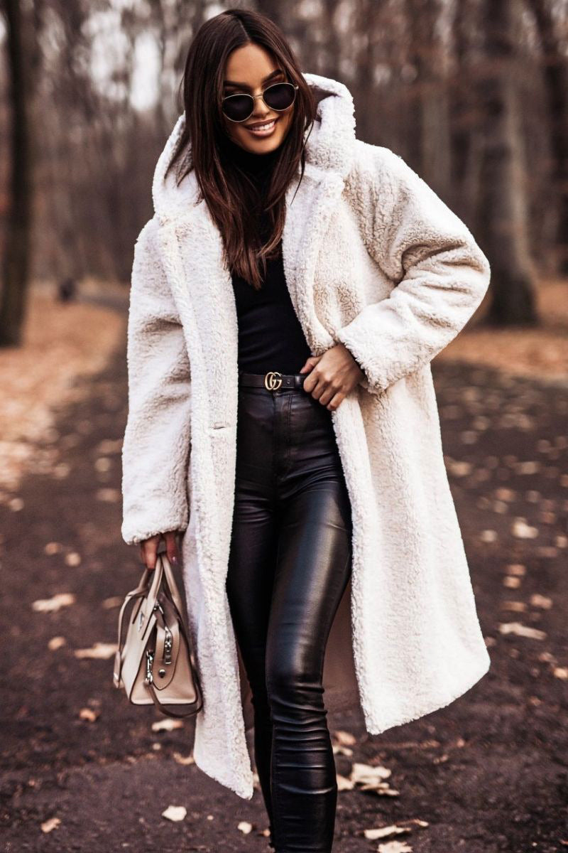 Women's Long Sleeve Hooded Pocket Coat