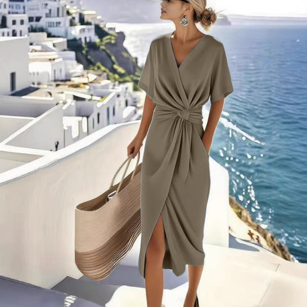 Becimi Women's Slit V-Neck Wrap Dress