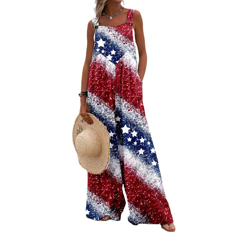 Women's Plaid Floral Backless Jumpsuit