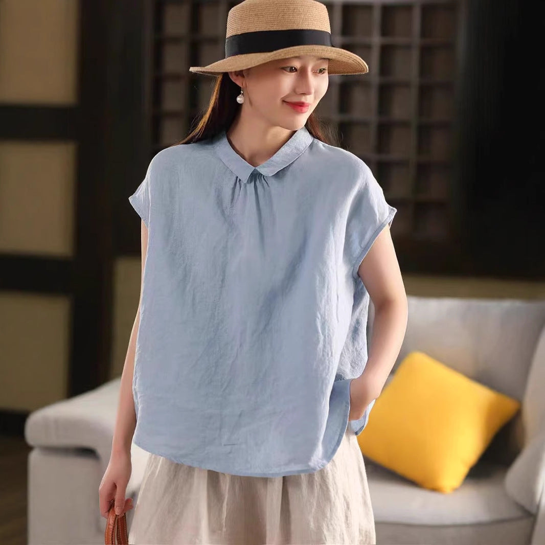 Women's Linen Back-Button Blouse