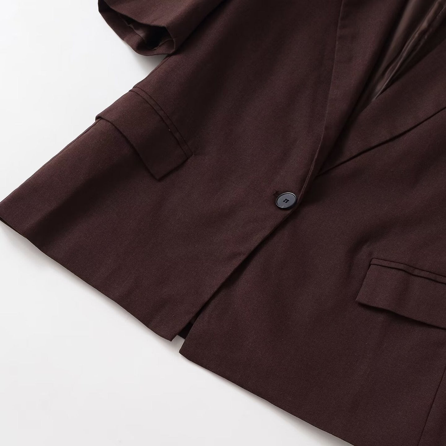 Women's Shoulder-Pad Linen Blend Blazer