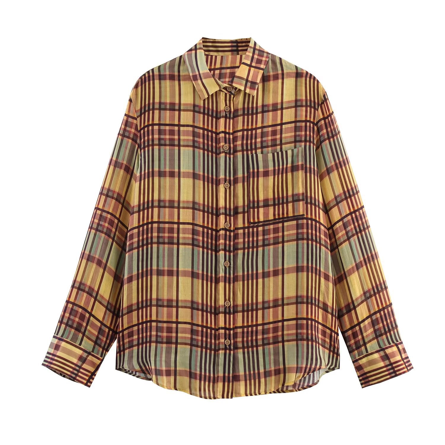 Women's Checked Linen Shirt