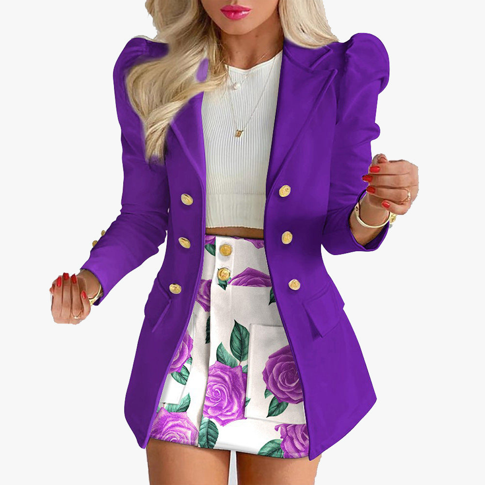Women's Checkered Floral Skirt Two-Piece Set