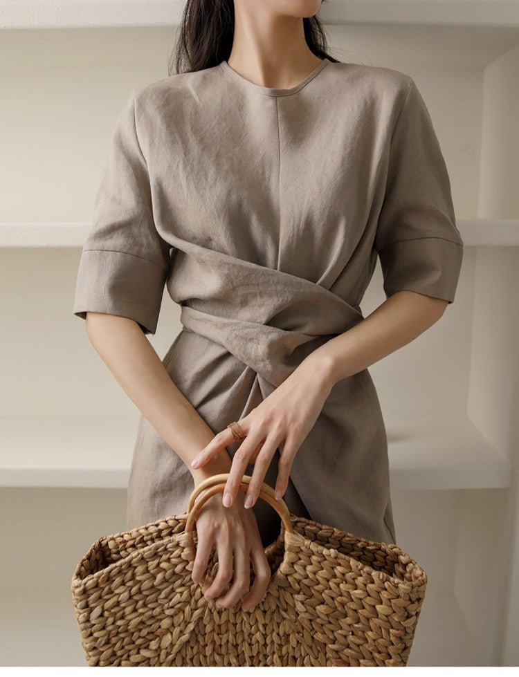Women's Asymmetric Linen Wrap Skirt