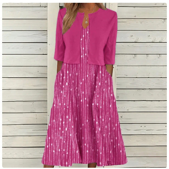 Women's Floral Print Dress Two-Piece Set