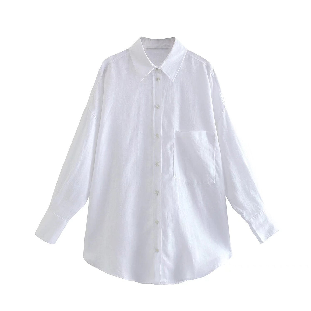 Women's Patch-Pocket Casual Linen Shirt