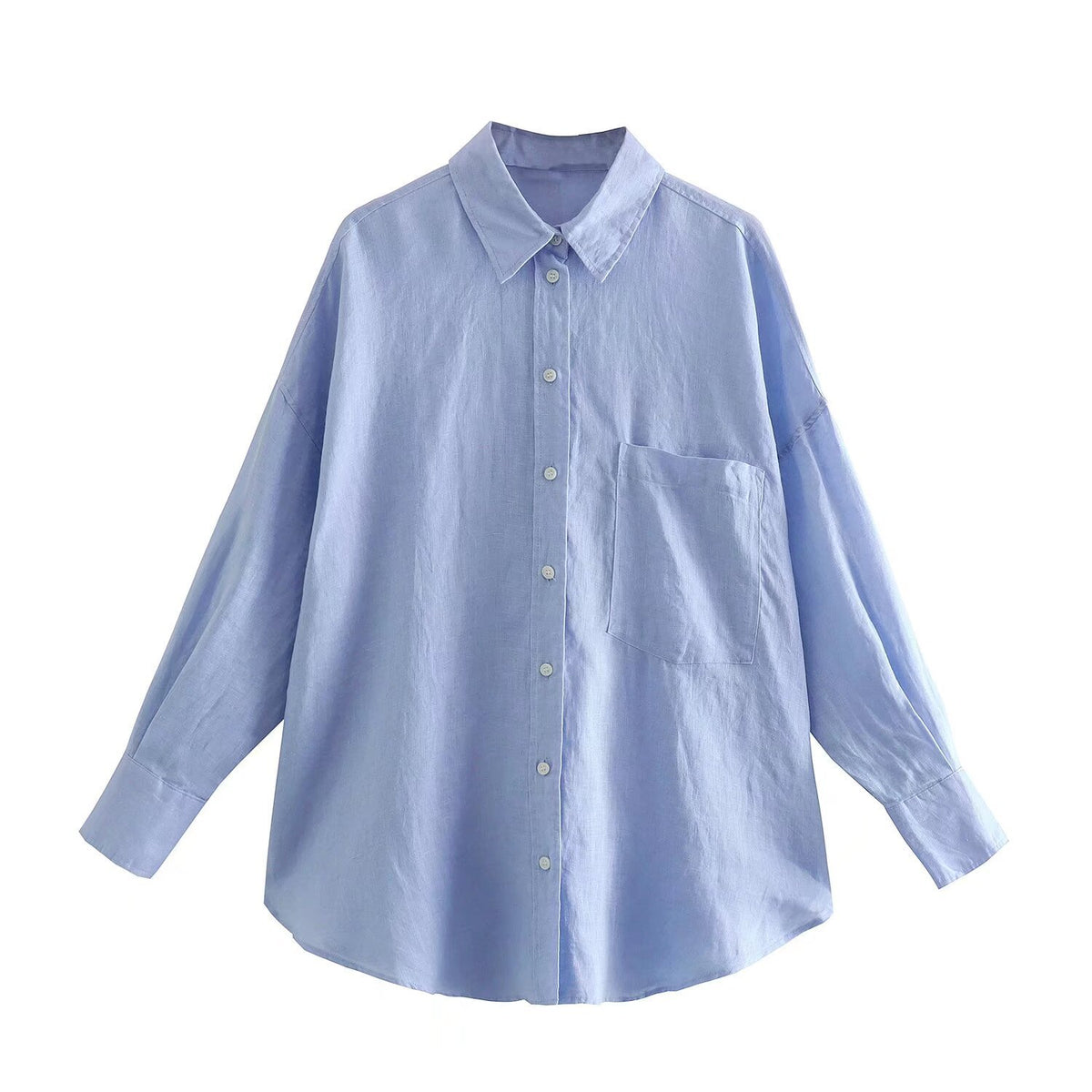 Women's Patch-Pocket Casual Linen Shirt