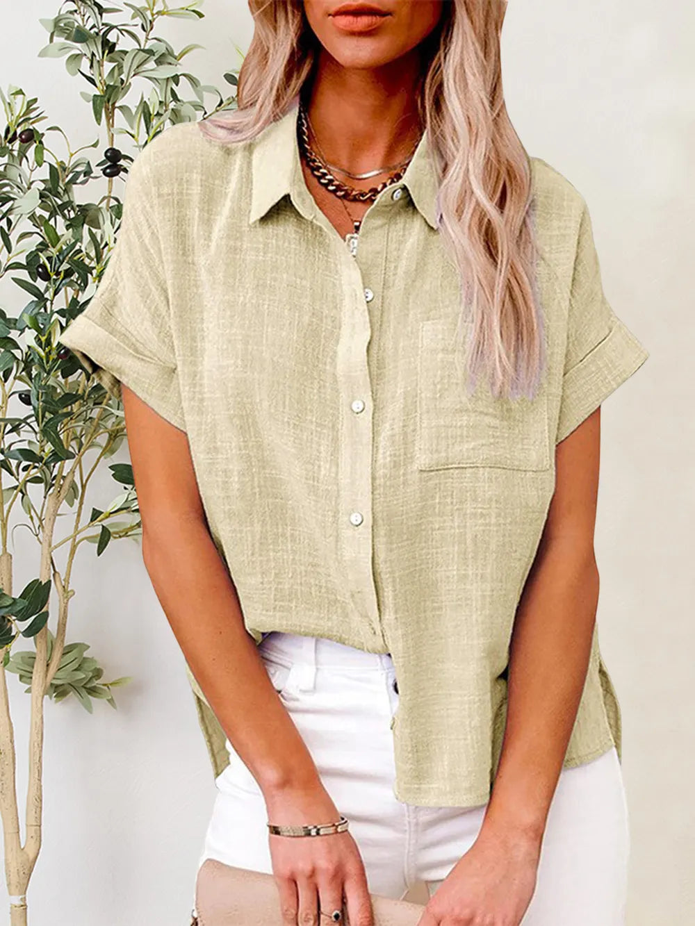 Women's Button-Up Short-Sleeve Shirt
