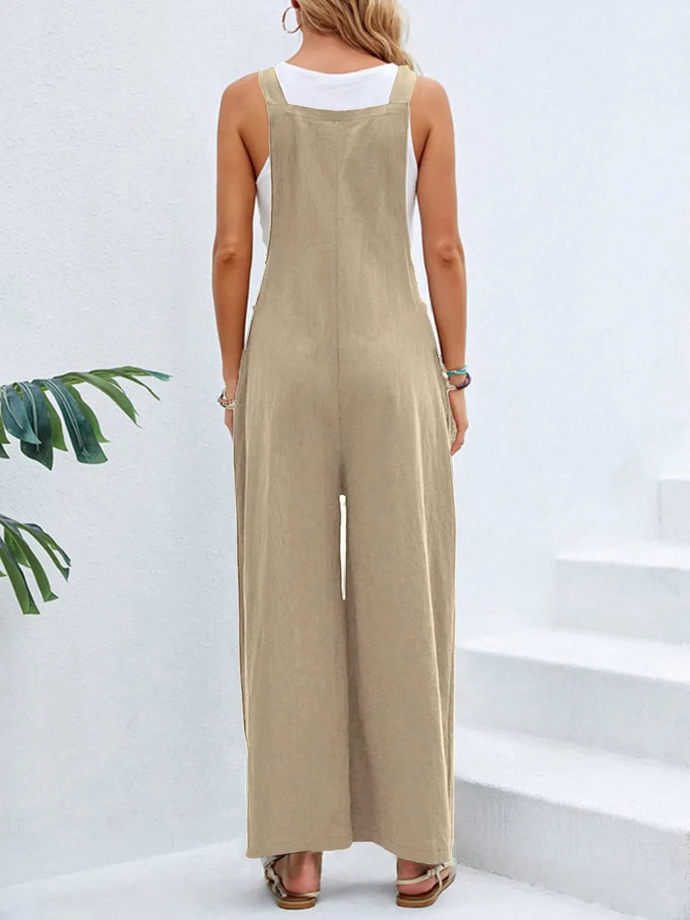 Women's Square-Neck Wide-Strap Overalls