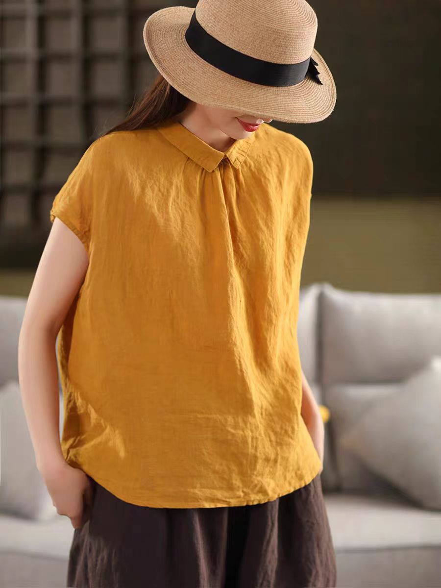 Women's Linen Back-Button Blouse