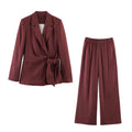 Women's Linen Blend Jacket & Pants Set