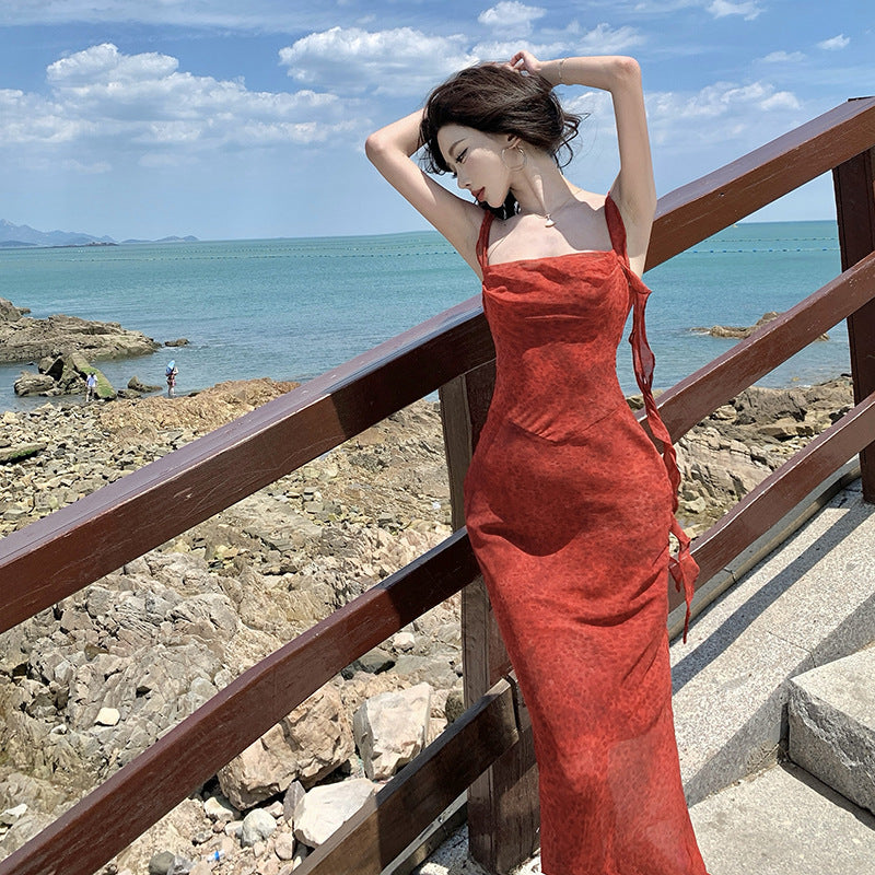 Becimi Women's Ruffle Backless Midi Dress