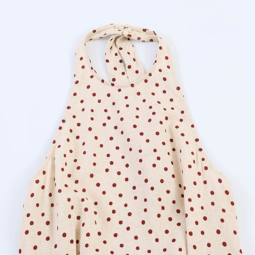 Women's Polka-Dot Balloon Linen Blend Top