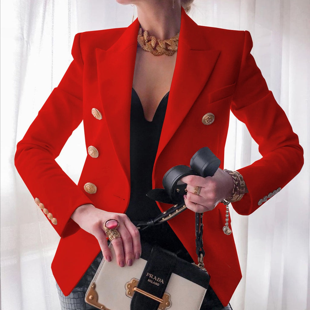 Women's autumn and winter new solid color fashionable casual suit short jacket for women