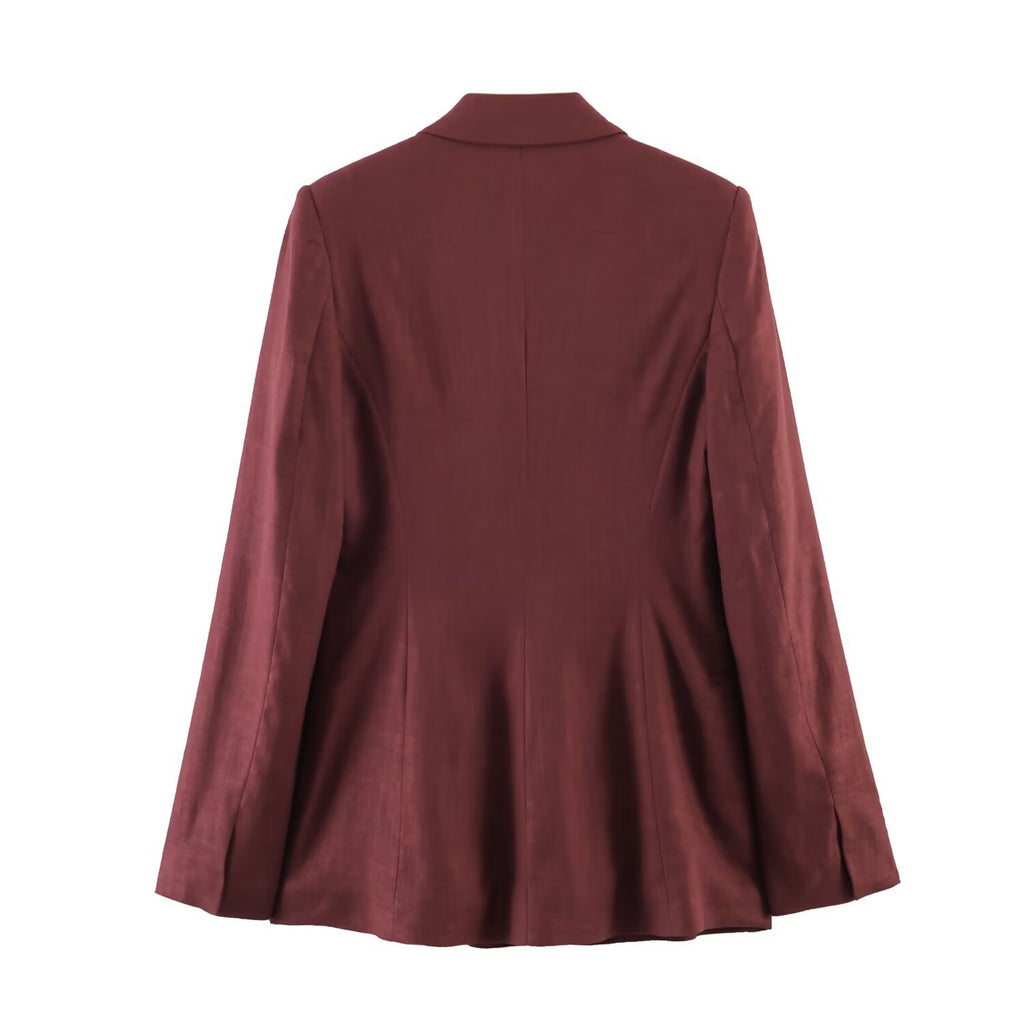 Women's Linen Blend Jacket & Pants Set