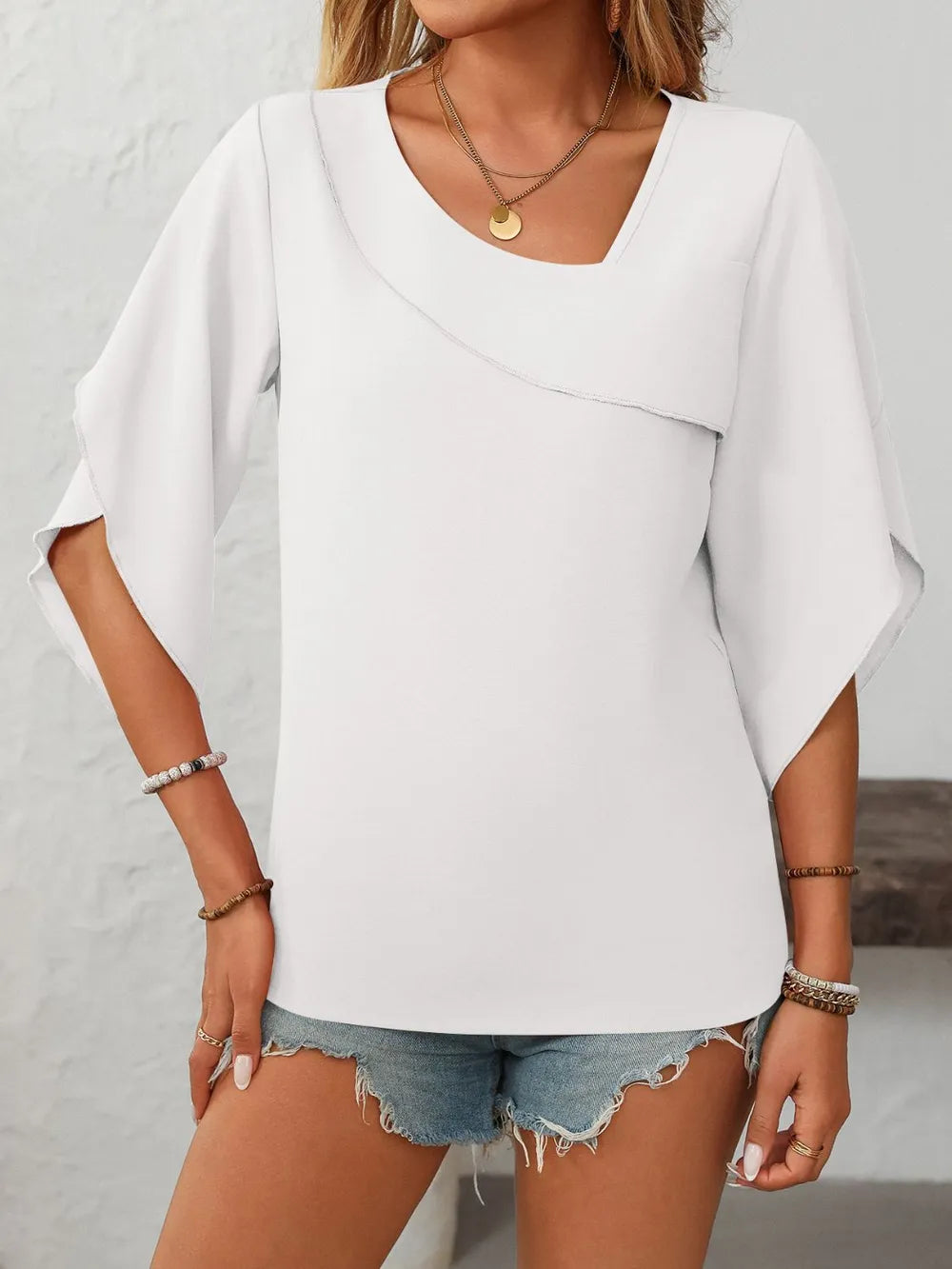 Women's Chiffon Floral Puff-Sleeve Top