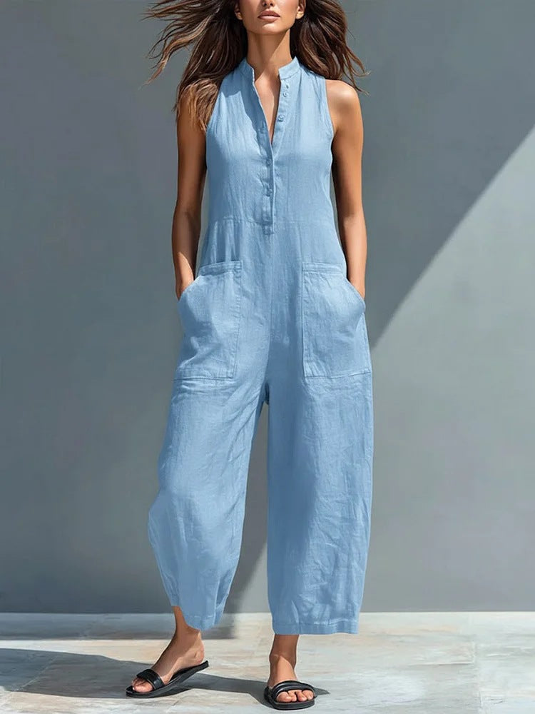 Women's Sleeveless Pocket Jumpsuit