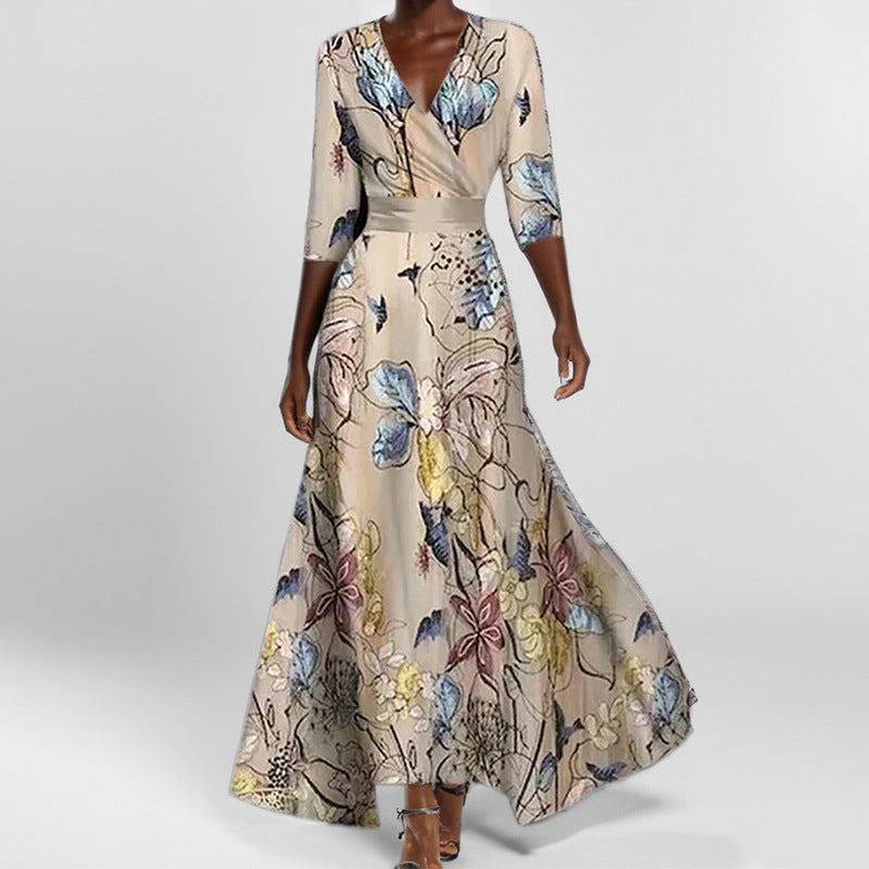 Becimi Women's V-Neck Floral Printed Dress