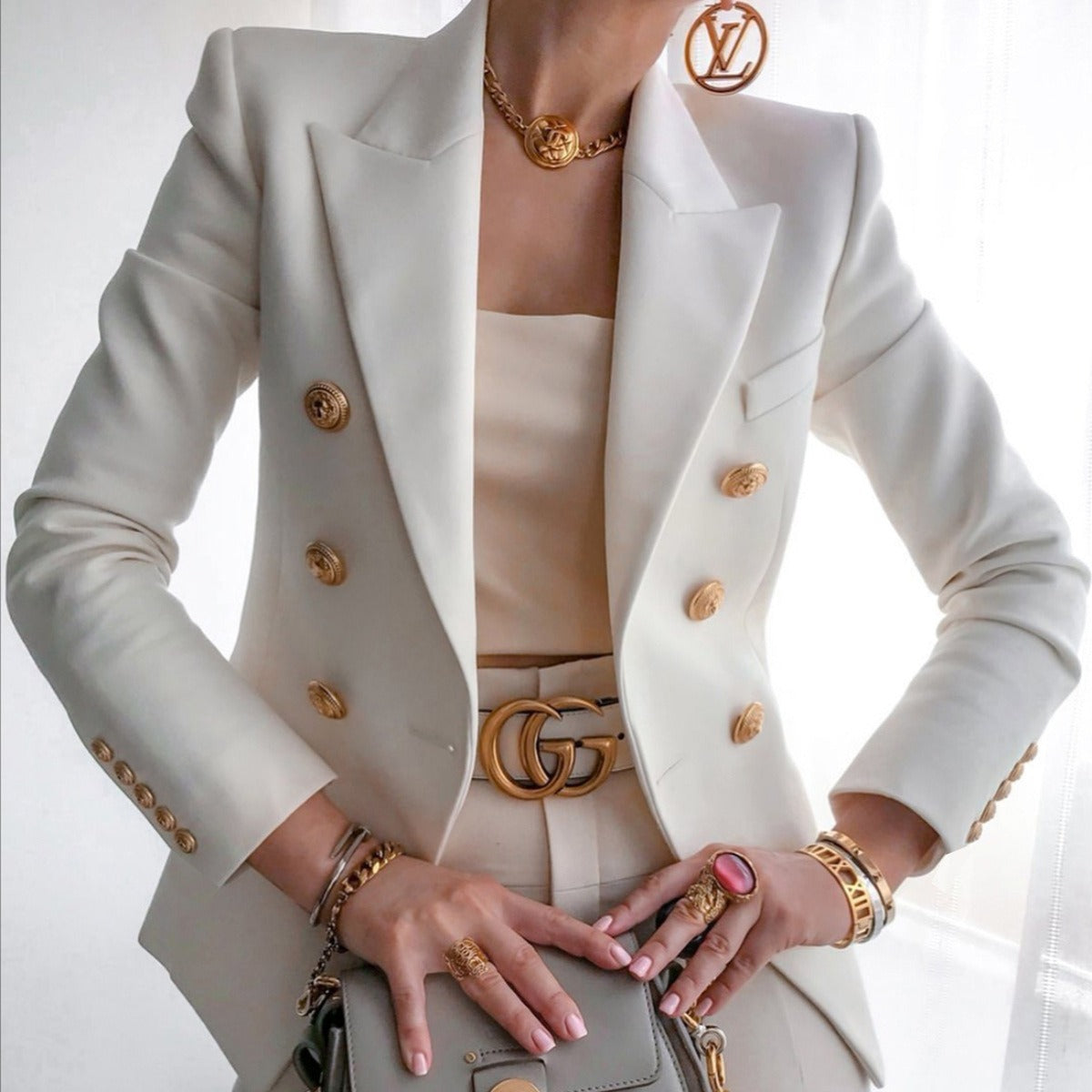 Women's autumn and winter new solid color fashionable casual suit short jacket for women
