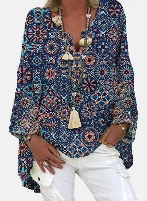 Women's V-Neck Printed Top