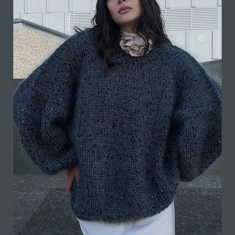 Women's Sequin Long Sleeve Knit Sweater