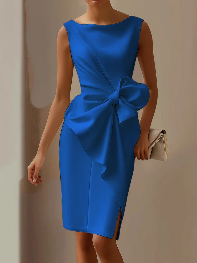 Women's One-Shoulder Bow A-Line Dress