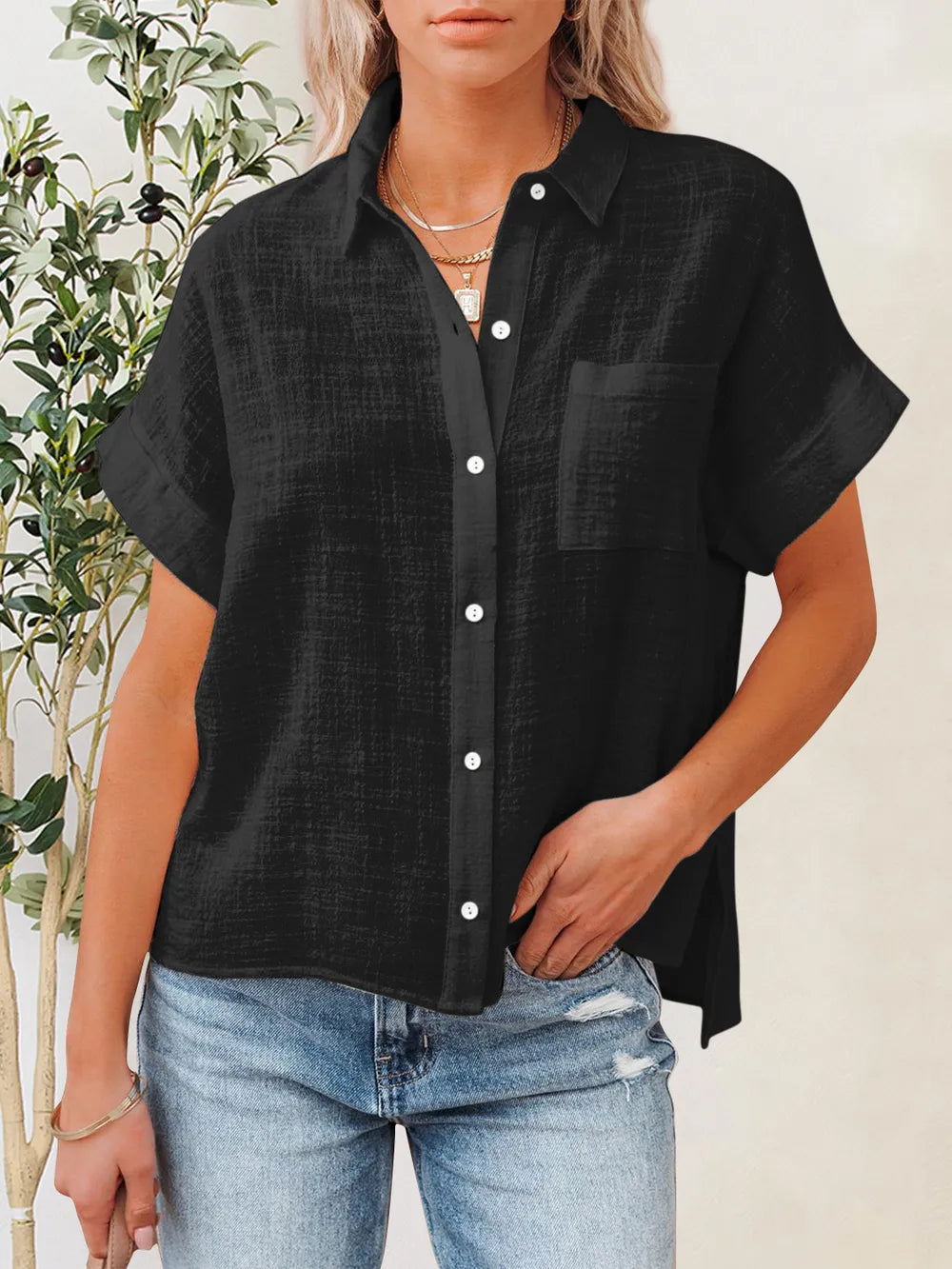 Women's Button-Up Short-Sleeve Shirt
