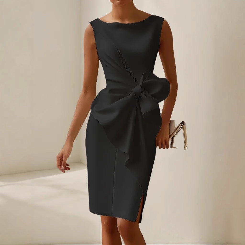 Women's One-Shoulder Bow A-Line Dress