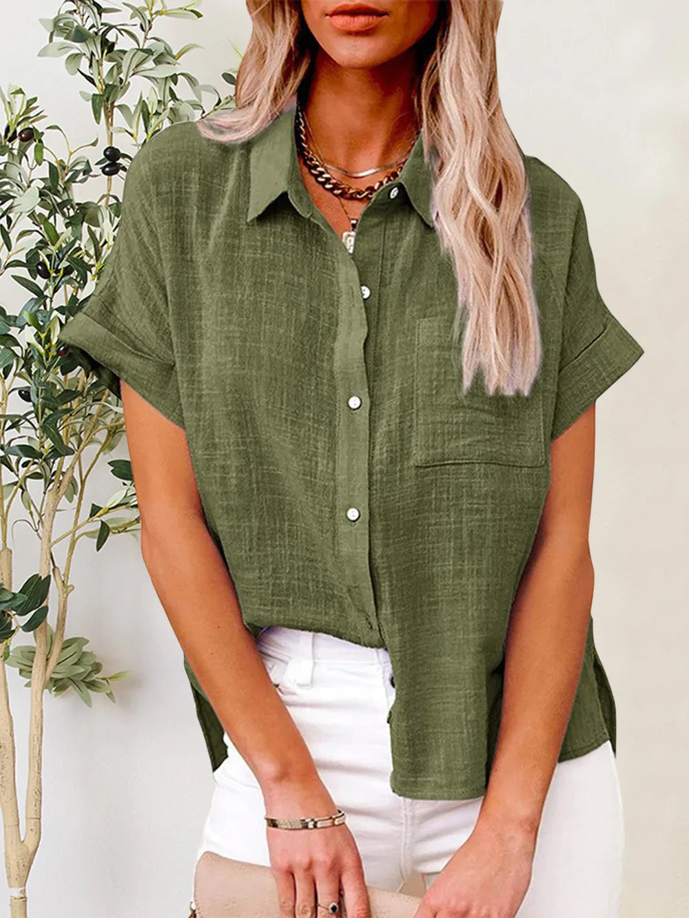 Women's Button-Up Short-Sleeve Shirt