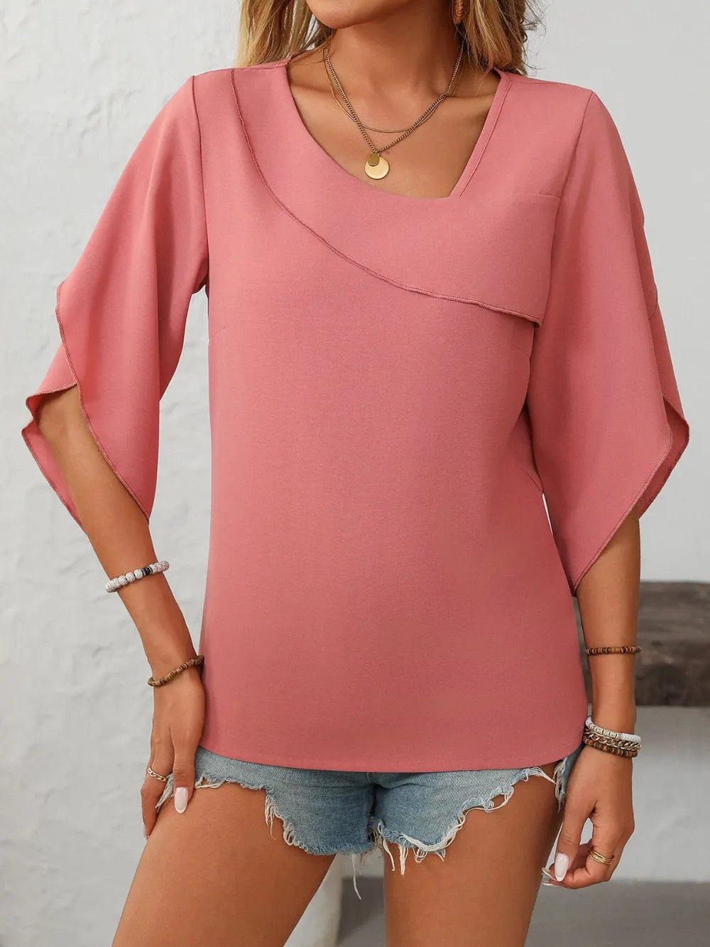 Women's Chiffon Floral Puff-Sleeve Top
