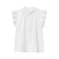 Women's Ruffle-Trim Linen Blend Top