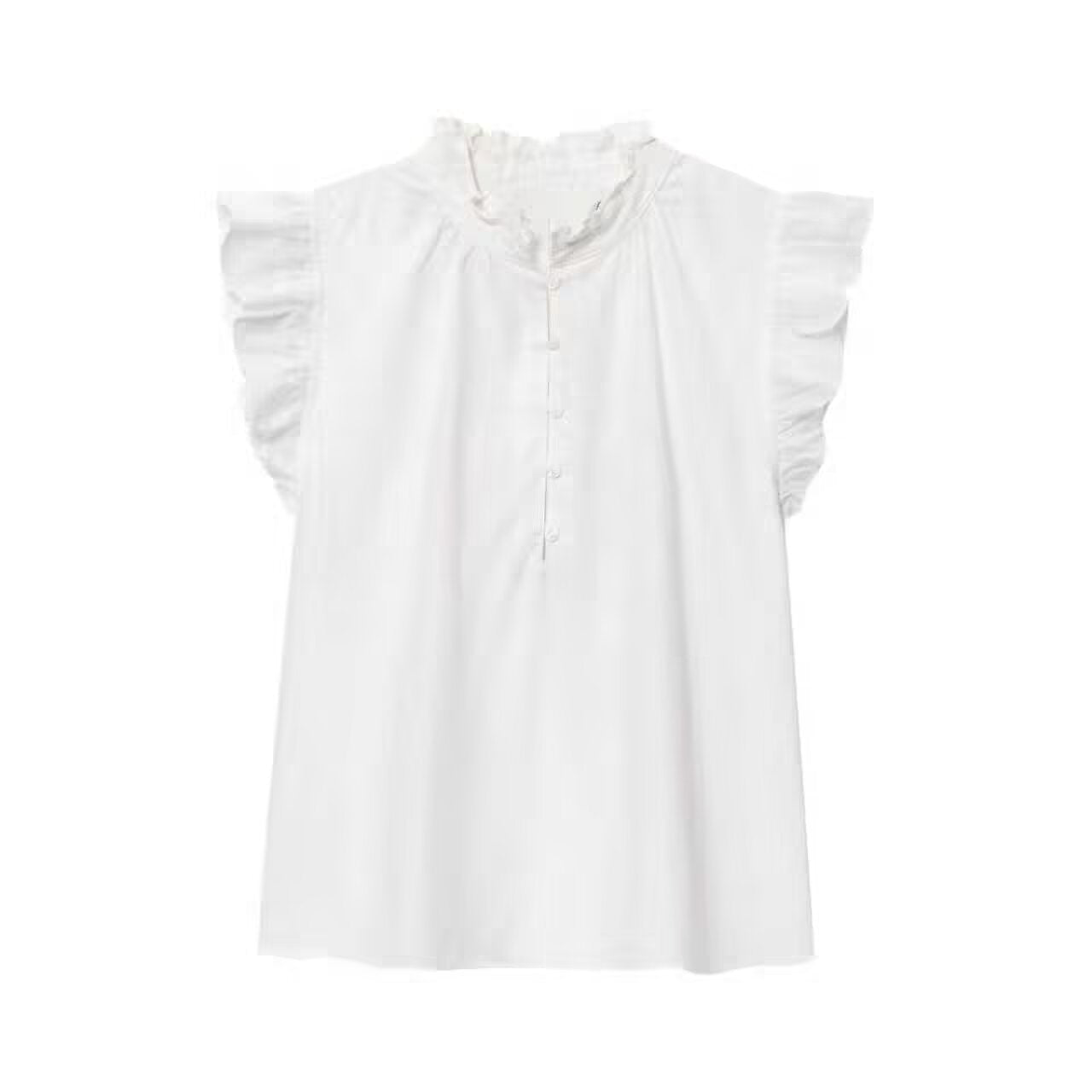 Women's Ruffle-Trim Linen Blend Top