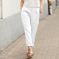 Women's Cropped Straight-Leg Linen Pants