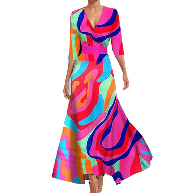 Becimi Women's V-Neck Floral Printed Dress