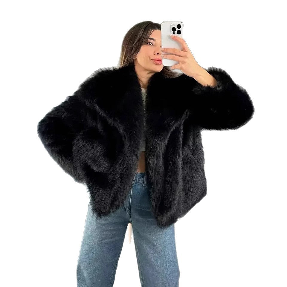 Becimi Women's Long Sleeve Faux Fur Coat