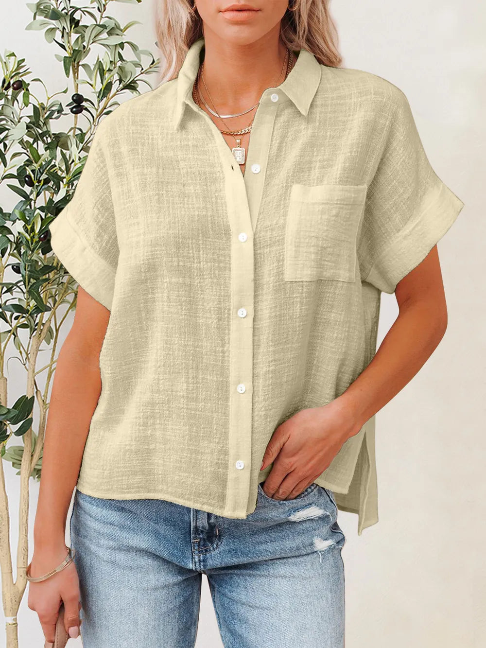 Women's Button-Up Short-Sleeve Shirt