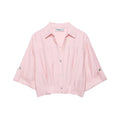 Women's Cropped Linen Blend Shirt