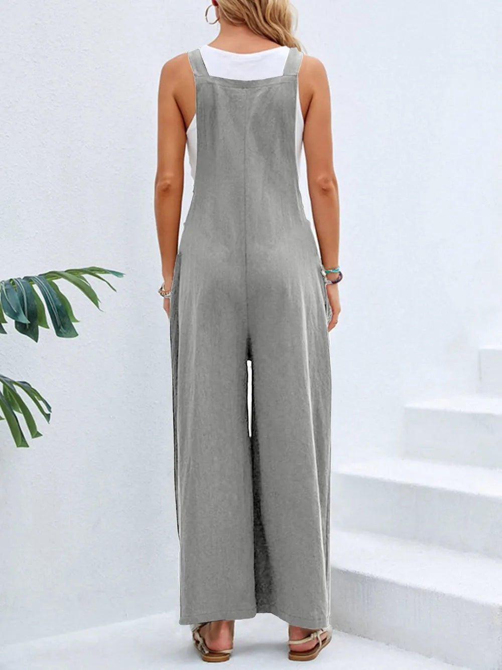 Women's Square-Neck Wide-Strap Overalls