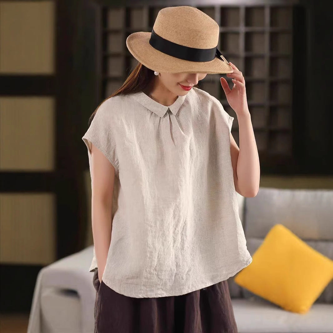 Women's Linen Back-Button Blouse