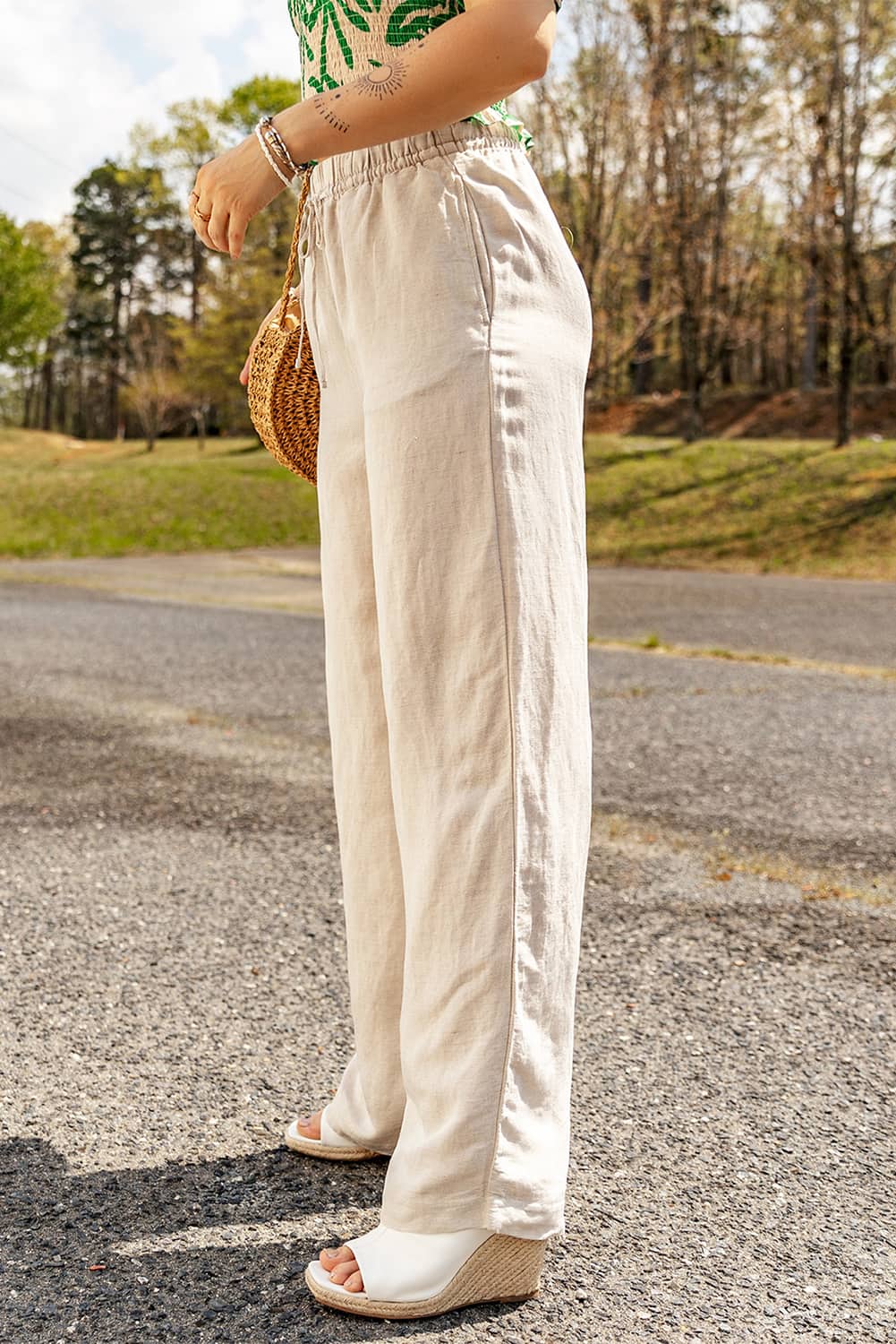 Women's Drawstring Waist Loose Linen Pants