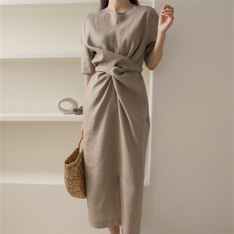 Women's Asymmetric Linen Wrap Skirt