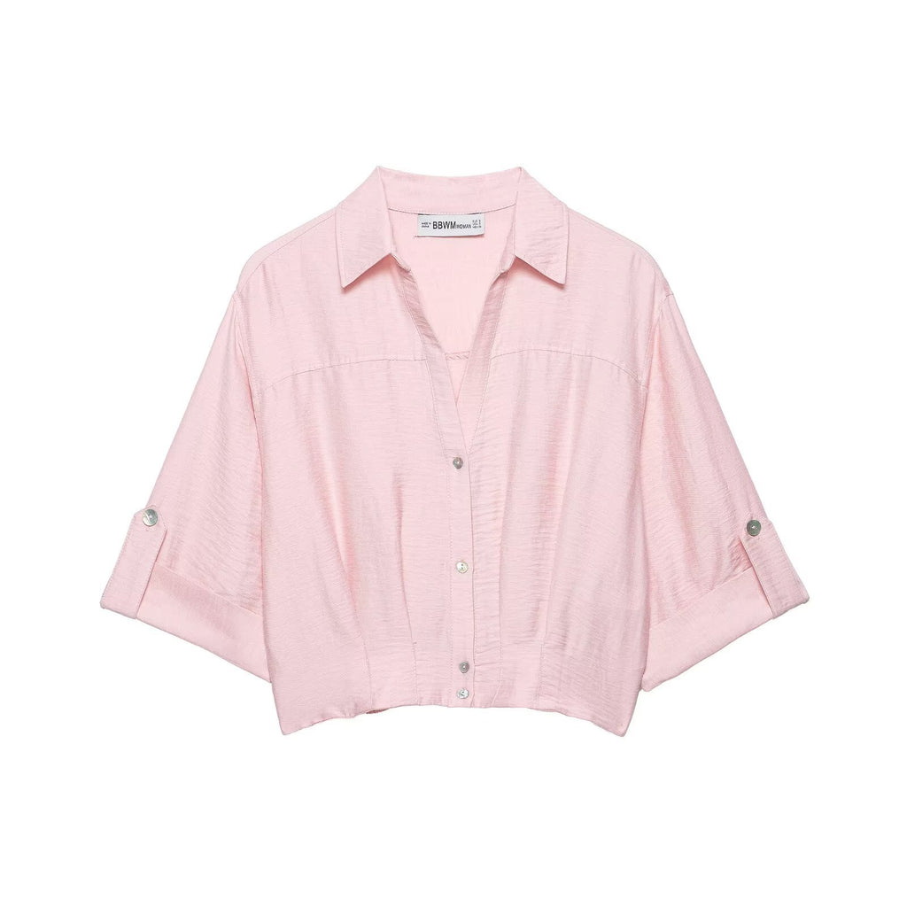 Women's Cropped Linen Blend Shirt