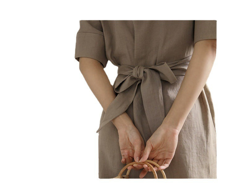 Women's Asymmetric Linen Wrap Skirt