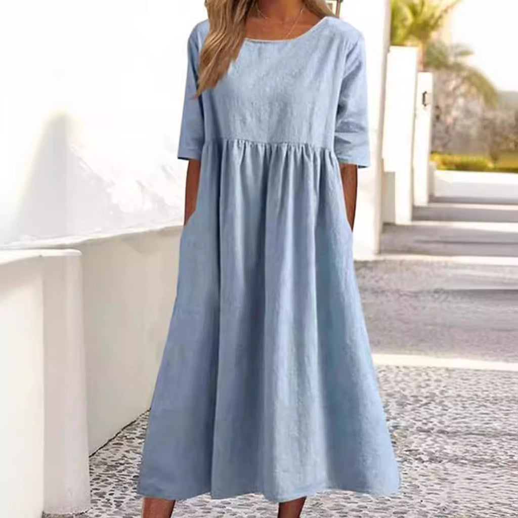 Becimi Women's Pleated Pocket Dress